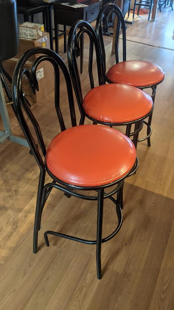 Lot of 10 Bar Stools w/ Metal Frame and Cushion Seat, All 10 One Price