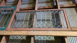 Four Antique Leaded Glass Windows, 52in x 24in