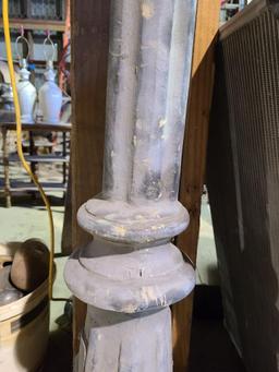 Pair of Cast Metal Street Lamps, 92in Tall, 3 Older Replacement Plastic Globes