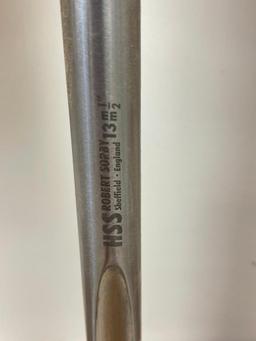 Lot of 4, Robert Sorby Lathe Tools, 810H Skew 3/4in, 830H 1/8in Parting Tool, 13mm 1/2in HSS, 2