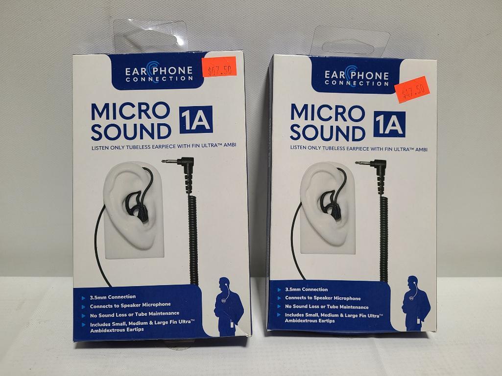 (2) Micro Sound 1A Listen Only Tubeless Earpieces - 3.5mm Connection