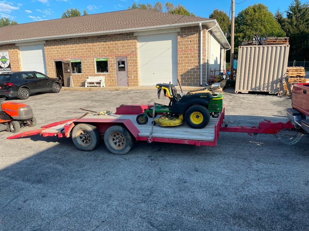 Heavy Duty Equipment Trailer, 13ft 6in Tandem Axle, Rear Ramps, 2-5/16 Hitch, Clean, Shop-Made,