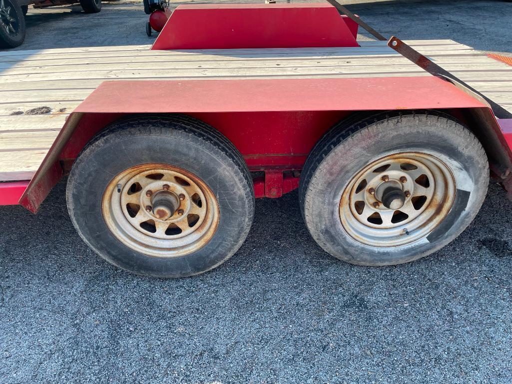 Heavy Duty Equipment Trailer, 13ft 6in Tandem Axle, Rear Ramps, 2-5/16 Hitch, Clean, Shop-Made,