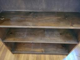 Wood Bookshelf and Wrought Iron Tile Top Stand