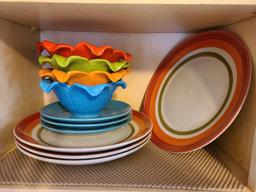 Bright Colored Plates, Bowls and Baking Dish