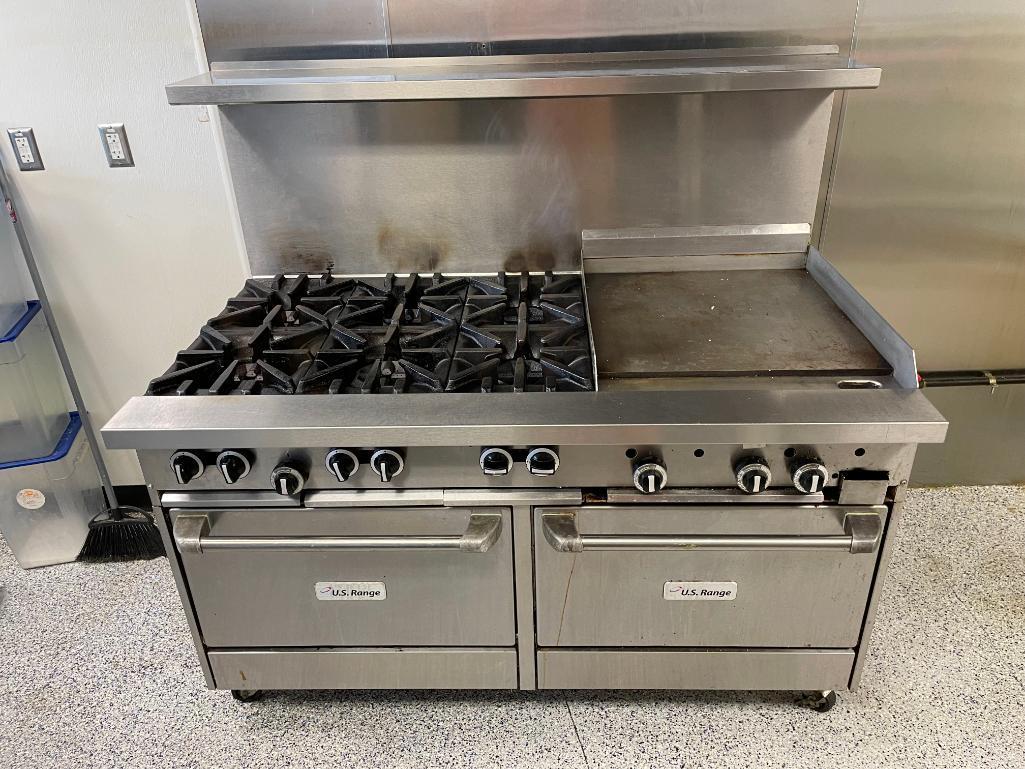 Garland G60-6G24RR Natural Gas 6 Burner 60in Range with 24in Griddle and 2 Standard Ovens - 310,000