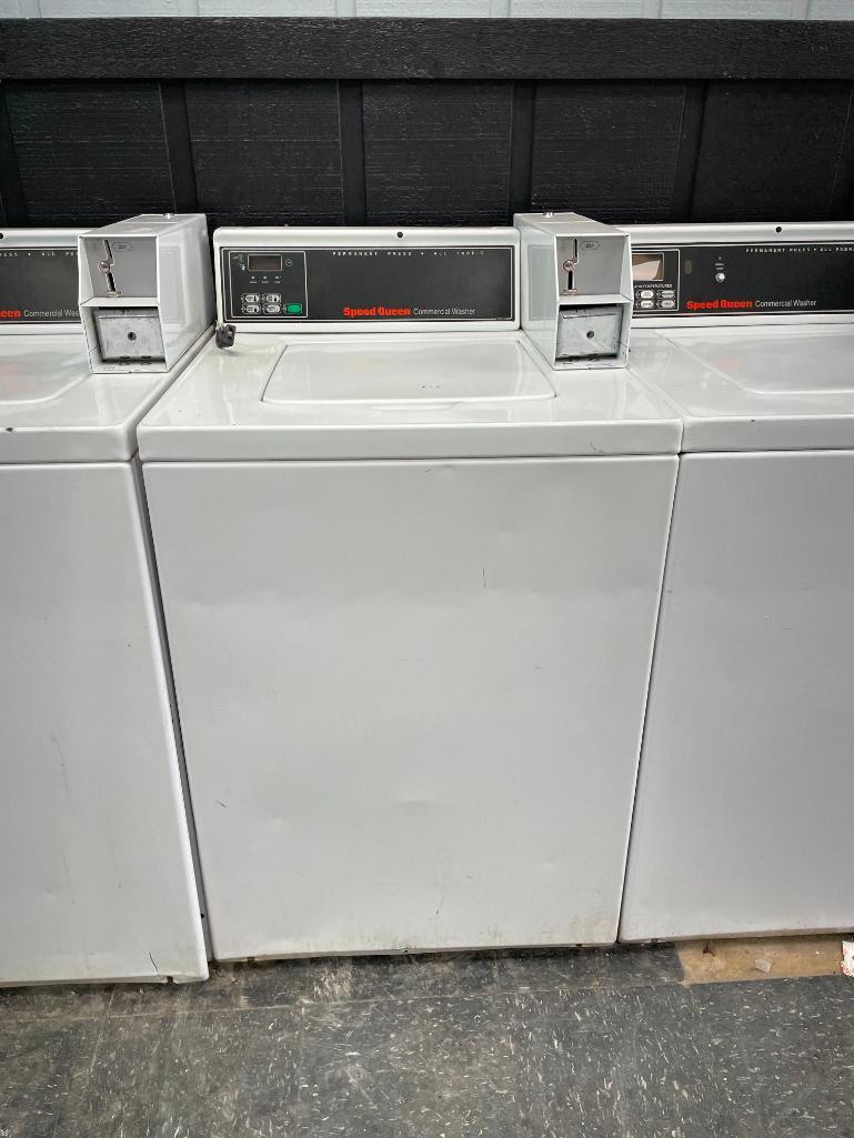Four (4) Speed Queen 26in Top Load Commercial Washer w/ Coin-Op