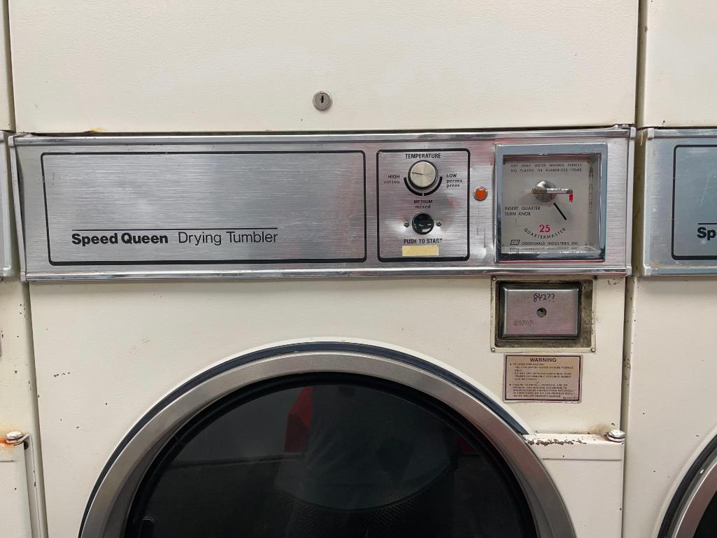 Two (2) Speed Queen Model: 30XG Coin-Op Tumble Stack Dryer - No Keys