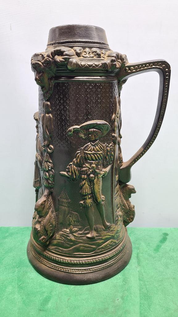 Larry Bailey Hand Made Beer Stein w/ Embossed Characters Dated 1972