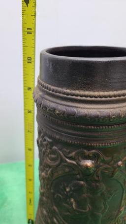 Larry Bailey Hand Made Beer Stein w/ Embossed Characters Dated 1972