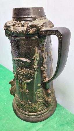 Larry Bailey Hand Made Beer Stein w/ Embossed Characters Dated 1972