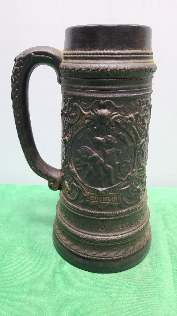 Larry Bailey Hand Made Beer Stein w/ Embossed Characters Dated 1972