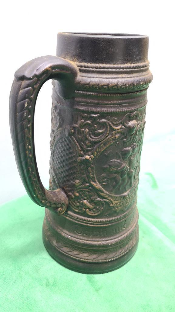 Larry Bailey Hand Made Beer Stein w/ Embossed Characters Dated 1972