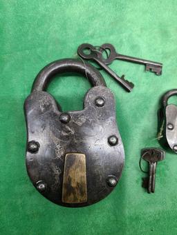 Lot of 2 Early Padlocks w/ Keys