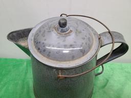 Vintage Graniteware Enamel Coffee Pot