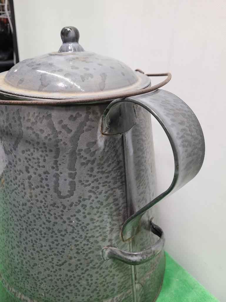 Vintage Graniteware Enamel Coffee Pot