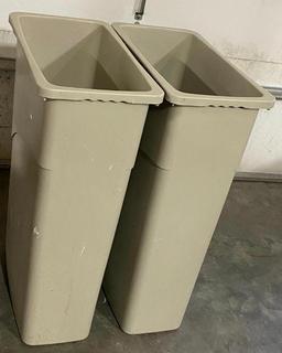 Lot of 2 Slim Jim Rubbermaid Trash Cans