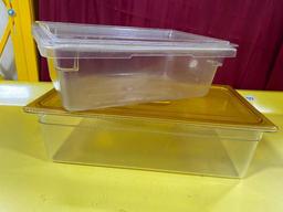 Lot of 2 Cambro Half Size 1/2 Size Food Containers w/ Lids