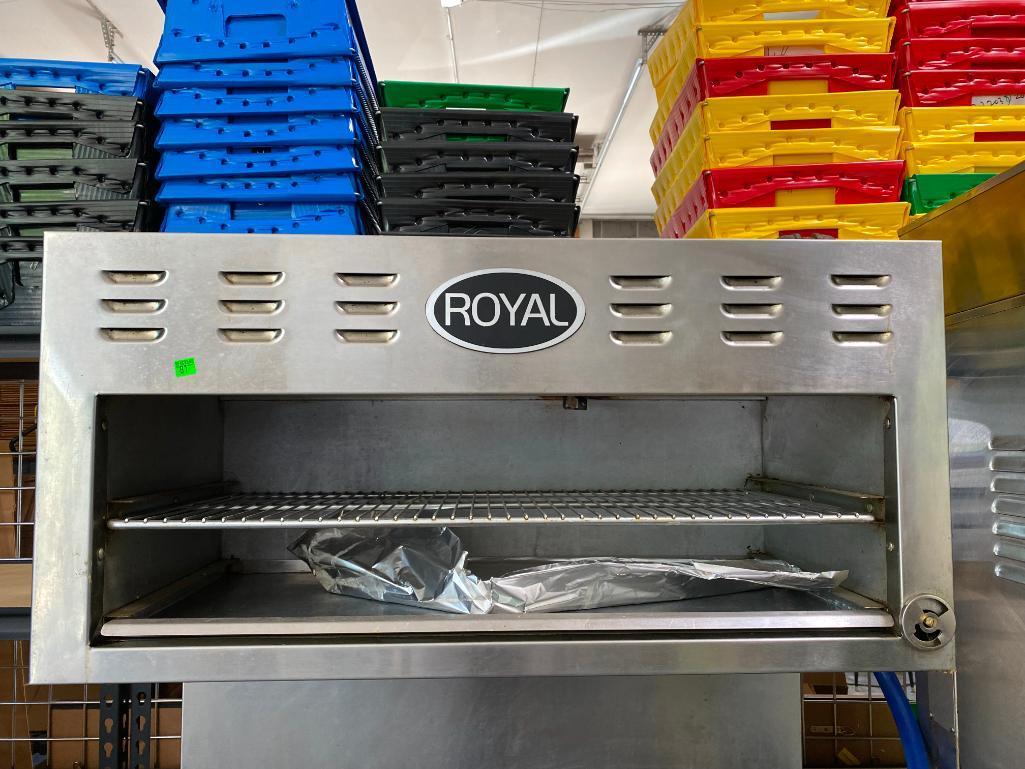 Royal Range Gas 6-Burner Restaurant Range w/ Salamander Cheese Melter / Warmer w 2 Gas Line Hoses