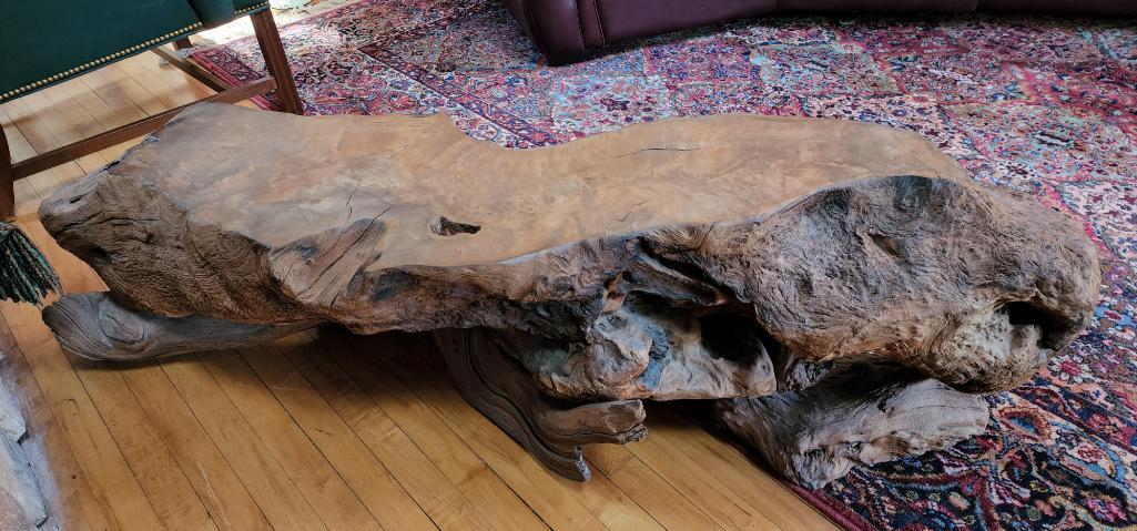 Rare Heavy Natural Live Wood Table - 64in x 16in