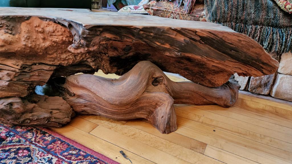 Rare Heavy Natural Live Wood Table - 64in x 16in