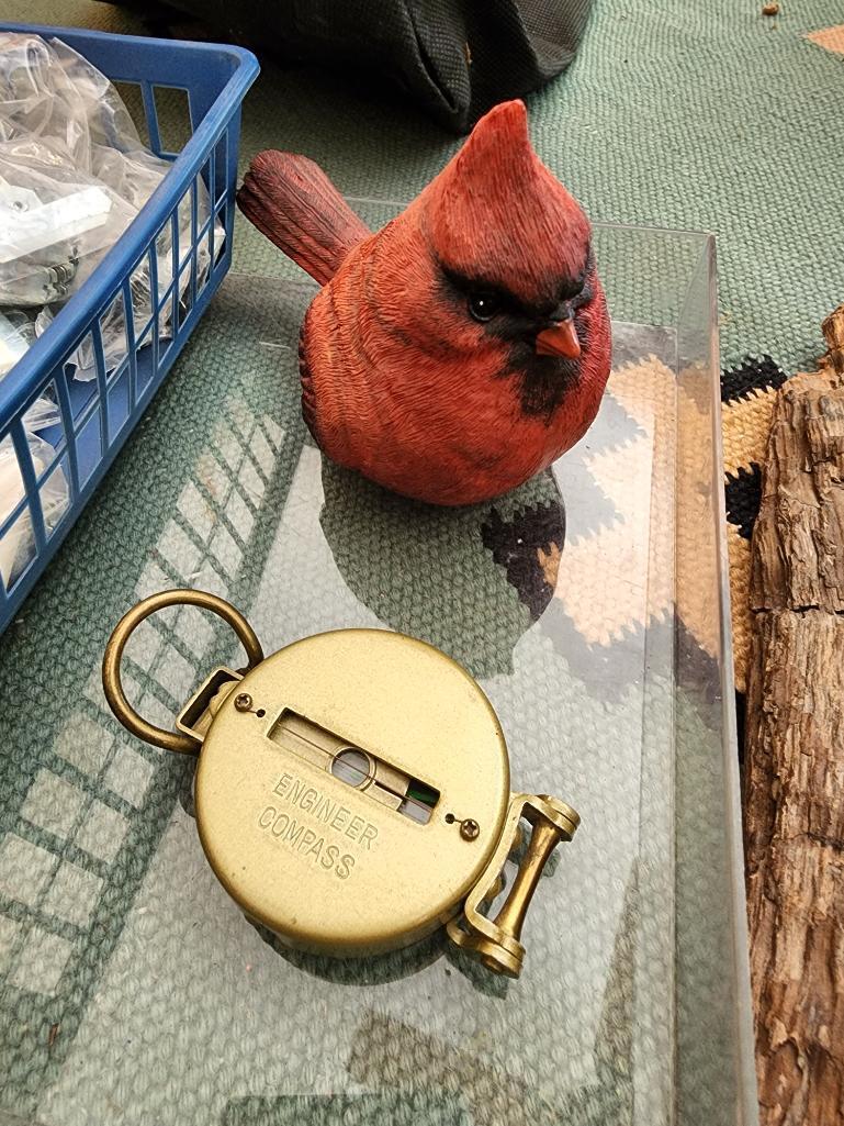 Carved Wooden Mask, Compass, Picture Frame Hardware