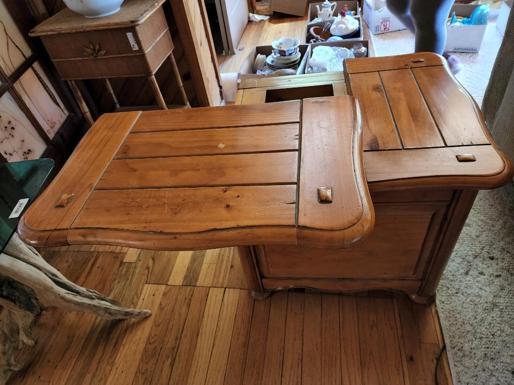 Vintage Wood Side Table / Cabinet w/ Hidden Compartment