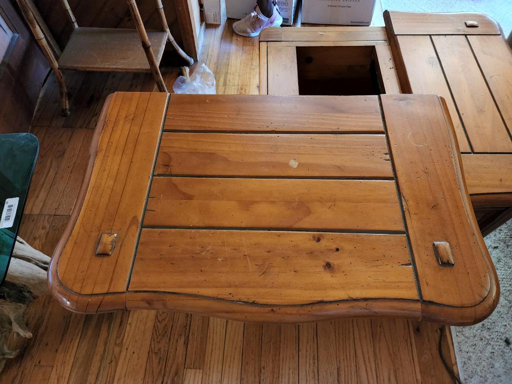 Vintage Wood Side Table / Cabinet w/ Hidden Compartment