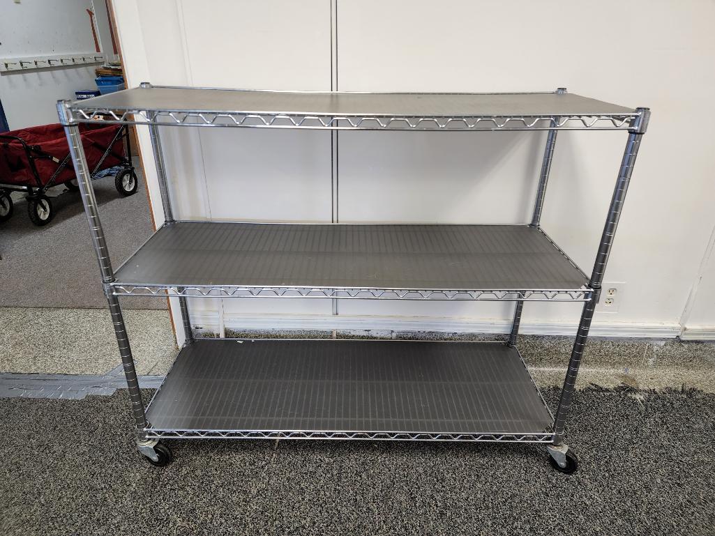 NSF Stainless Steel Wire Shelf w/ Liners on Wheels