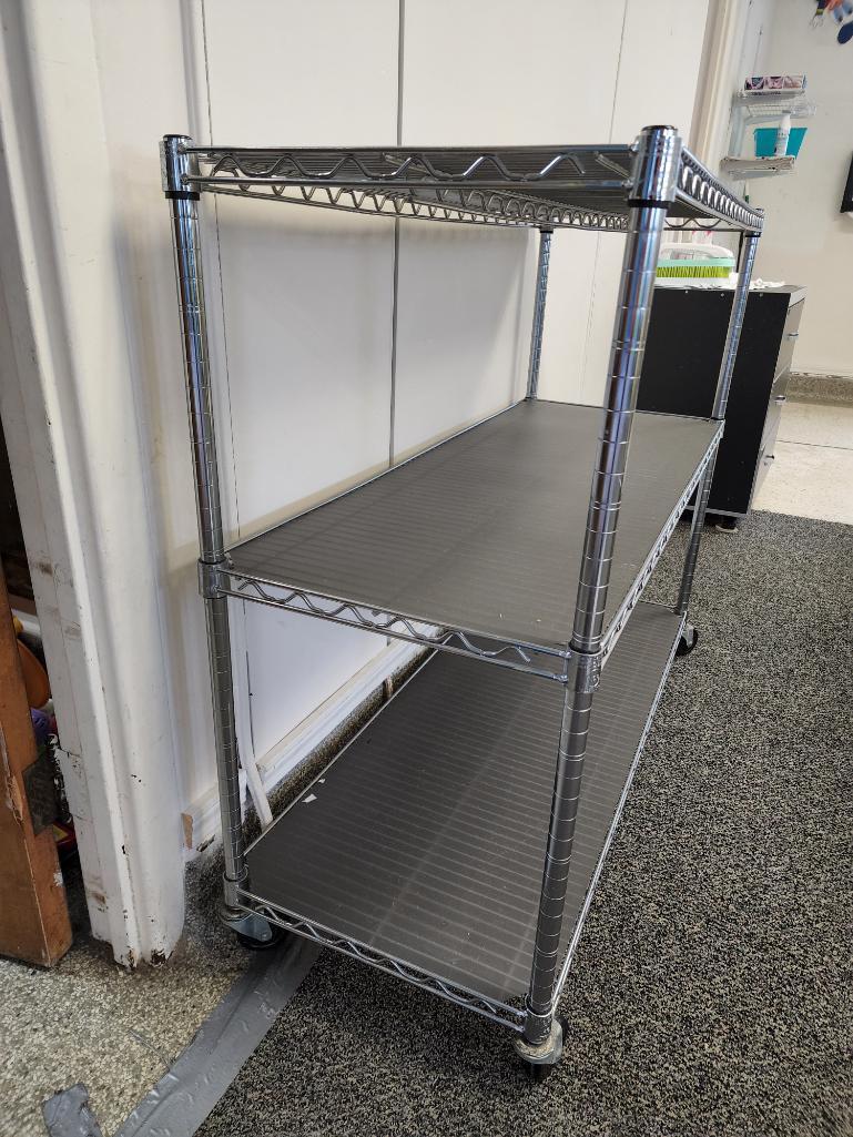 NSF Stainless Steel Wire Shelf w/ Liners on Wheels