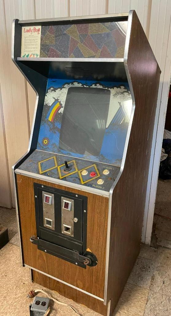 Vintage Lady Bug Arcade Game, As-Is - Project Unit - Coin-Op Machine, Dirty, Did Not Test