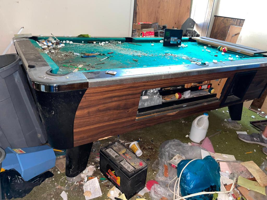 Dynamo Coin-Op Ball Return Bar Size Pool Table, Rough, Needs Complete Restoration