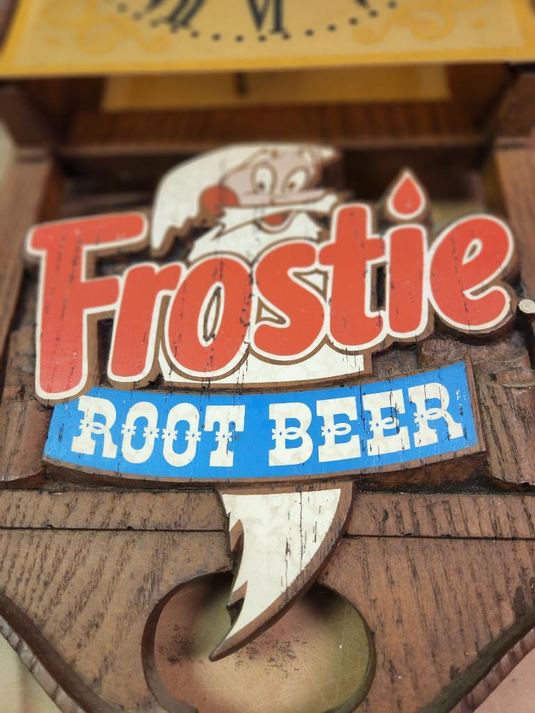 Frostie Root Beer Advertising Clock plus 2 Signs