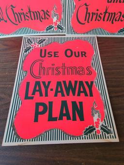 Lot of 3 Christmas Advertising Signs - Paper