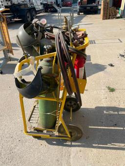 Oxygen / Acetylene Cutting Torch Outfit w/ Cart, 2 Medium Tanks, Helmet, Victor Gauges & Torches,