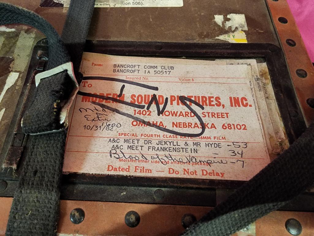 Antique Film Mailing Container w/ Blood of the Vampire Film, Modern Sound Pictures, Omaha, 16mm