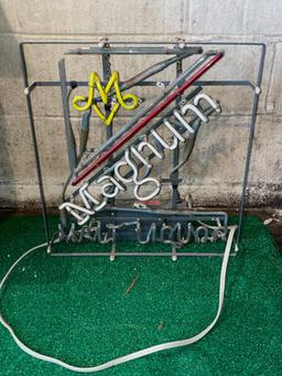 Vintage Magnum Malt Liquor Neon Sign - There is a break in the white neon at the top