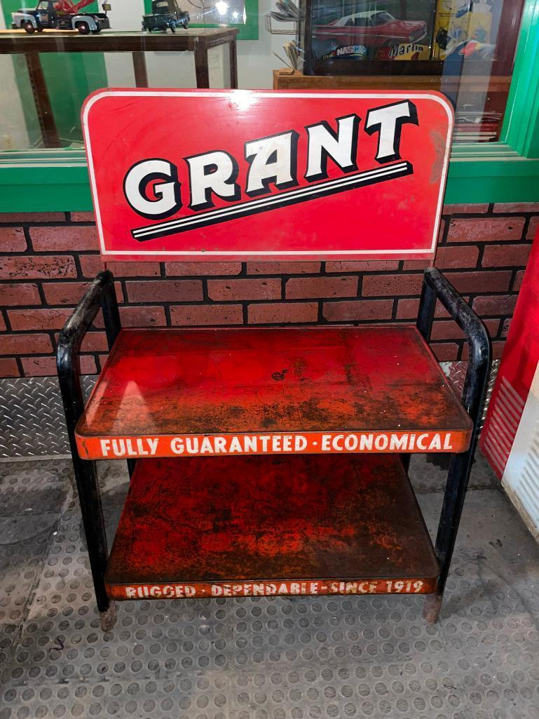 GRANT Batteries Store / Shop Display Stand w/ Beautiful GRANT Marquee Sign 41in x 28in x 16in