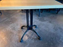 Restaurant Table, Solid Rock Maple Butcher Block Top, Antique Black Iron Ornate Base