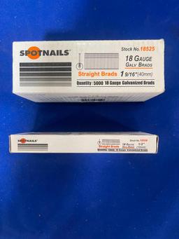 1 Box 18 gauge chisel point brads 1-9/16" and 1 box 1/2" both 5000ct