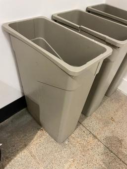 Lot of 3 Rubbermaid Slim Jim Trashcans, 1 w/ Some Minor Cracks at the Top.