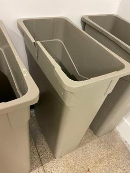 Lot of 3 Rubbermaid Slim Jim Trashcans, 1 w/ Some Minor Cracks at the Top.