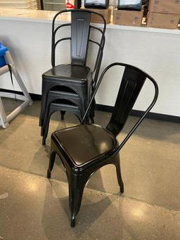 Lot of 4 Metal Restaurant Chairs, Stackable, Sold by the Chair x's 4