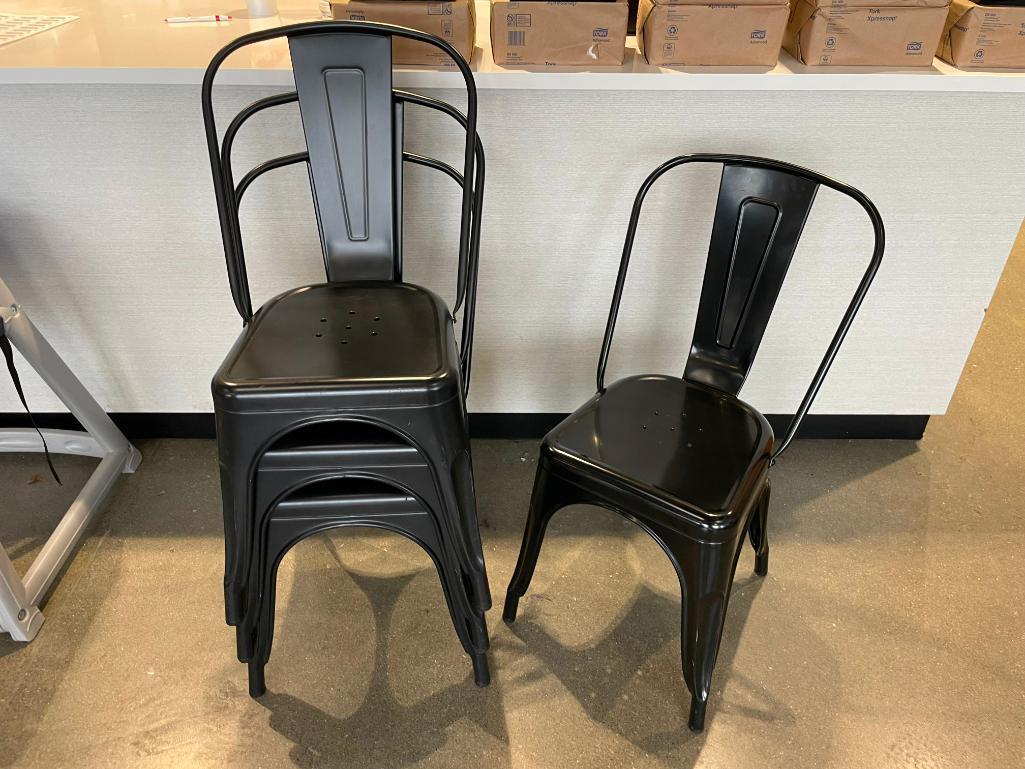 Lot of 4 Metal Restaurant Chairs, Stackable, Sold by the Chair x's 4