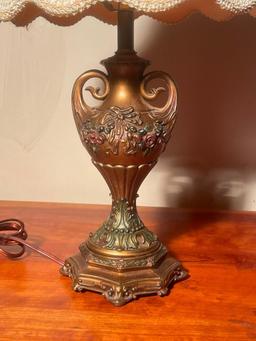 Antique Decorative Metal Table Lamp w/ Shade