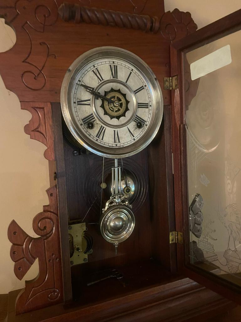 Antique Waterbury Kitchen Clock, Hand Signed Date of c. 1904