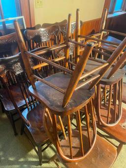 Six Matching Antique Oak Windsor Style Chairs