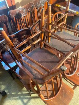 Six Matching Antique Oak Windsor Style Chairs