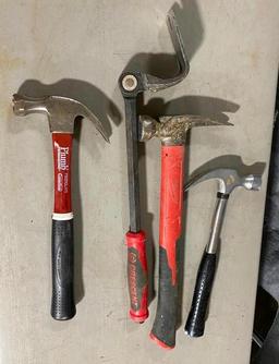 4pc. Hammers and Nail Puller, Nice Plumb Hammer