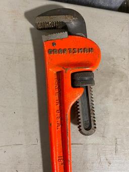 Craftsman Pipe Wrench and Klein Adjustable Wrench (Crescent Style), Made in USA